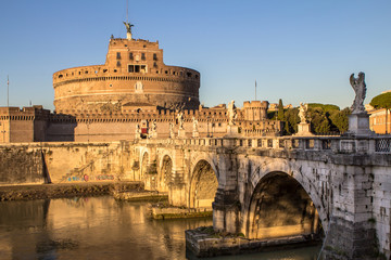 Fototapeta premium Sant' Angelo Bridge and Sant' Angelo Castel, Rome