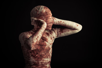 Halloween horror with a bloodstained mummy