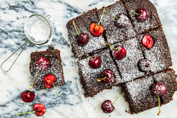 Double Chocolate Brownies with Cherries