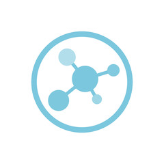 Chemical structure of a molecule hi-tech blue round vector icon