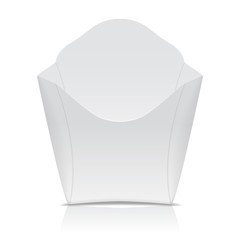 White Paper Box for Fast Food or French fries. Isolated Mock Up Vector Template