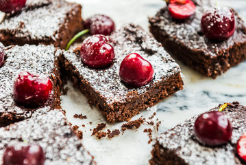 Double Chocolate Brownies with Cherries