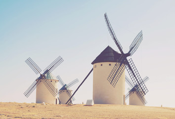 Group of retro windmills