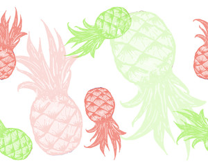 Pineapple seamless pattern. Vector illustration. - 163302681