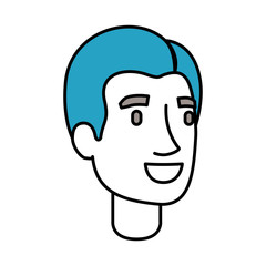 silhouette color sections of young man face with side hair vector illustration
