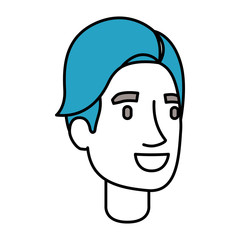 silhouette color sections of man face with hair side fringe vector illustration