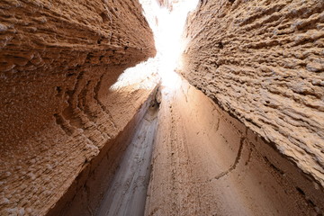 Inside an underground cave at Cathedral Gorge State Park in Nevada

