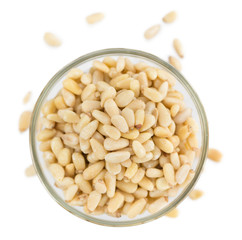 Portion of Pine Nuts isolated on white