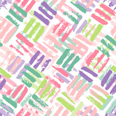 Abstract geometric seamless hand drawn pattern. Modern grunge texture. Colorful brush painted background.