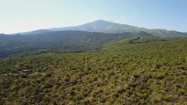 Aerial view of the Etna, volcanic landscape
