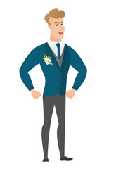 Young caucasian furious groom screaming.