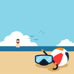 Happy holiday on the beach flat design concept