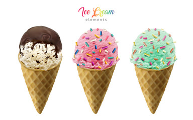 Colorful ice cream cones