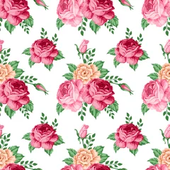  Seamless pattern with roses and flowers. Vector Illustration in retro style © nonikastar
