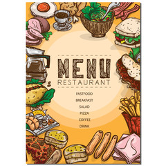 menu food restaurant template design hand drawing graphic.