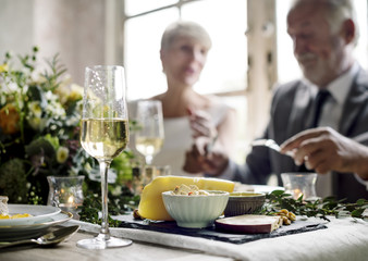 Senior Couple Eating Having Food Together