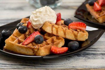 Waffles with fresh berries