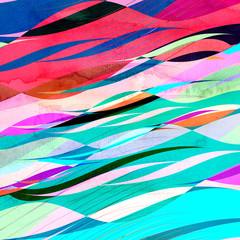 Naklejki  Abstrakcyjne tło akwarela z kolorową falą