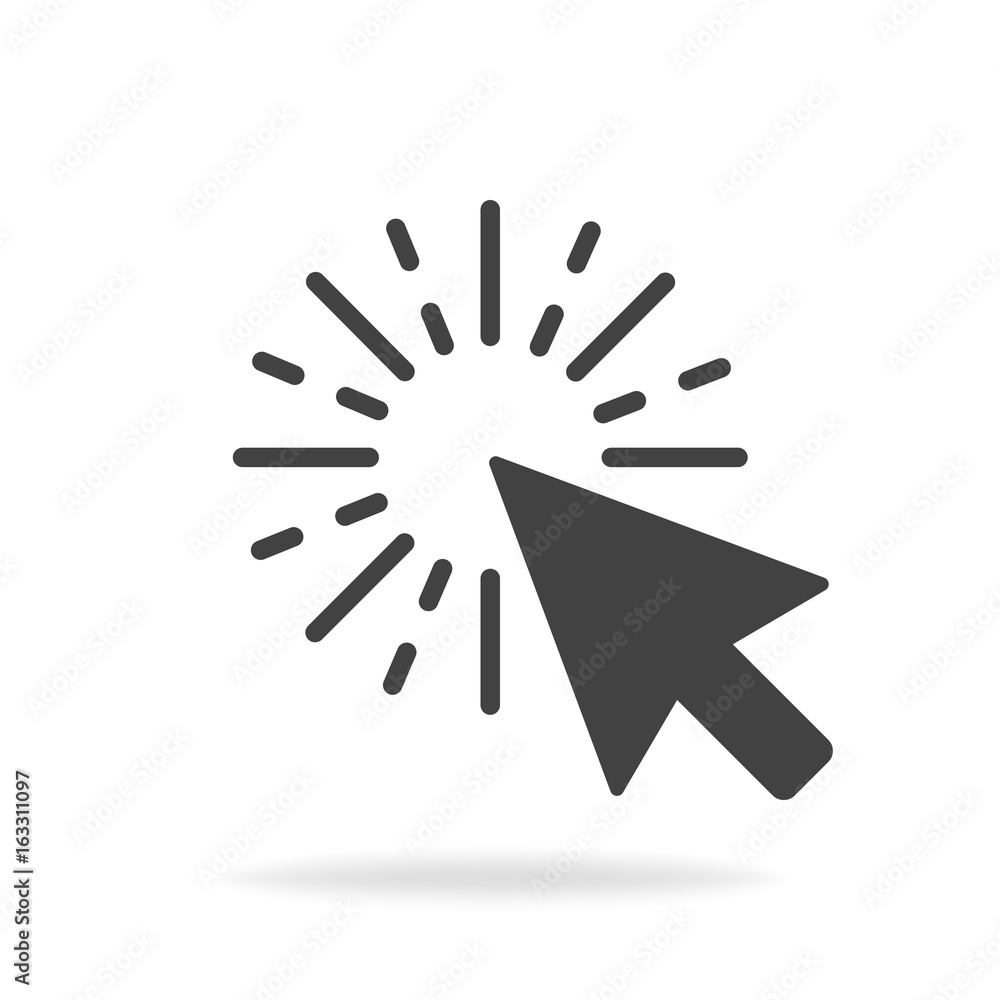 Poster computer mouse click cursor gray arrow icon. vector illustration