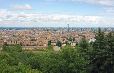 Fototapeta premium View of Bologna city from San Benedetto Church, Bologna, Italy, spring 2017.