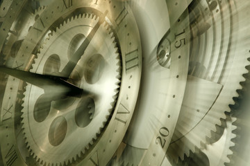 Rotating clock, close-up