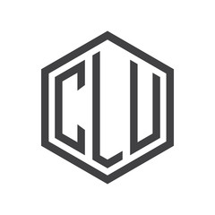 three-letter initials hexagon logo black