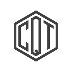 three-letter initials hexagon logo black