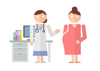 Obraz premium イラスト素材:女医と妊婦