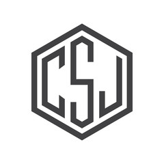 three-letter initials hexagon logo black