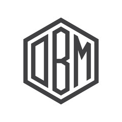 three-letter initials hexagon logo black