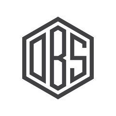 three-letter initials hexagon logo black
