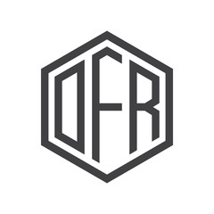 three-letter initials hexagon logo black