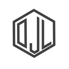 three-letter initials hexagon logo black