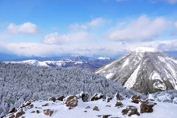 Summit of Snow mountain. Yatsugatake, Japan.