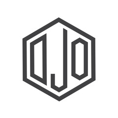 three-letter initials hexagon logo black