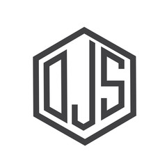 three-letter initials hexagon logo black