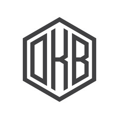 three-letter initials hexagon logo black