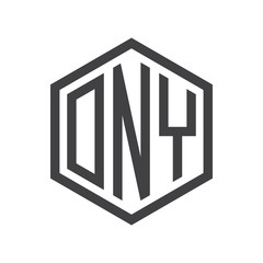 three-letter initials hexagon logo black