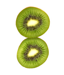 Fototapeta premium Slice of fresh kiwi fruit isolated on white background