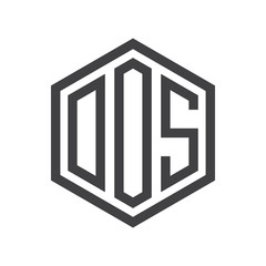 three-letter initials hexagon logo black