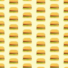 Simple flat hamburger pattern with light yellow background