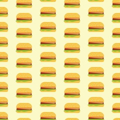 Simple flat hamburger pattern with light yellow background