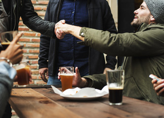 Diverse People Hang Out Pub Friendship
