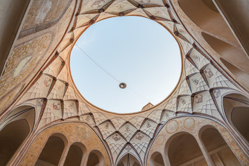 circle skylight inside of Tabatabaei House, a historic house in Kashan, Iran. It was built in early...