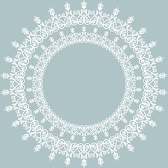 Elegant vector round white ornament in classic style. Abstract traditional pattern with oriental elements. Classic vintage pattern