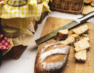 Homemade baked pastry cuisine with jam