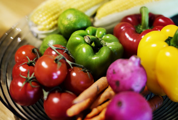 Fototapeta na wymiar Closeup of colorful vegetables