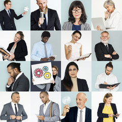 Business people portrait collection collage