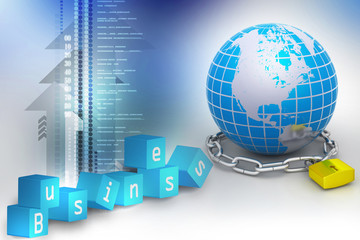 Earth in silver chains closed to padlock