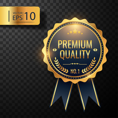 Gold Badge, premium quality, vector illustration